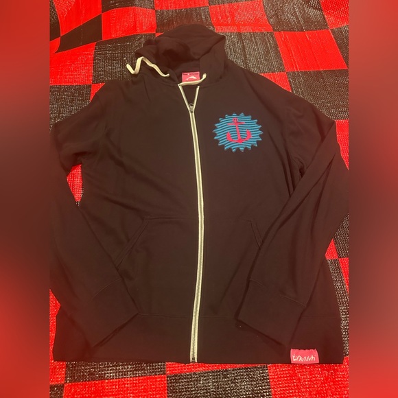 Pink + Dolphin Zip Up Hoodie size L
Pit to pit: 21”
Length: 28” - Picture 2 of 7
